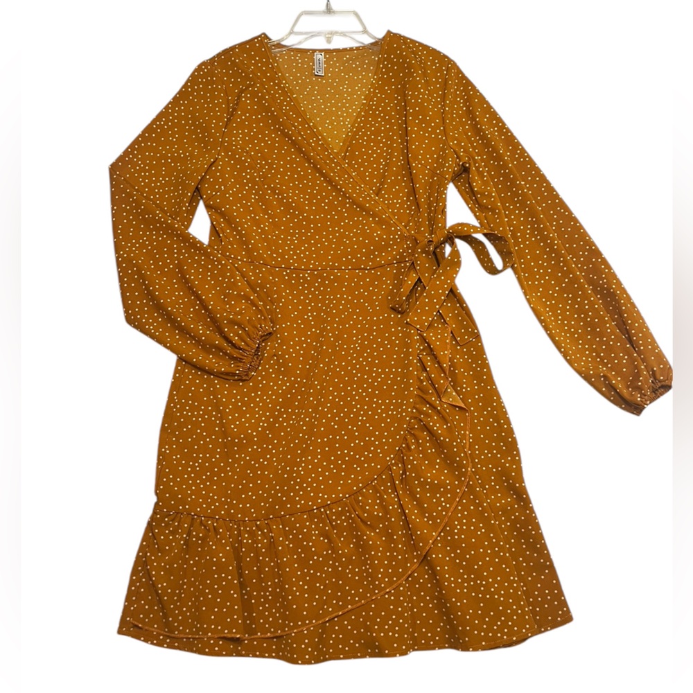 EUC Fashion Collection Orange Polka Dot Dress Size S
